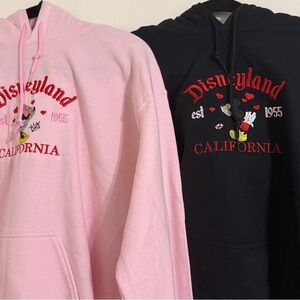 Couple’s Disney Pink and Black Hoodie with Mickey Mouse Embroidery
